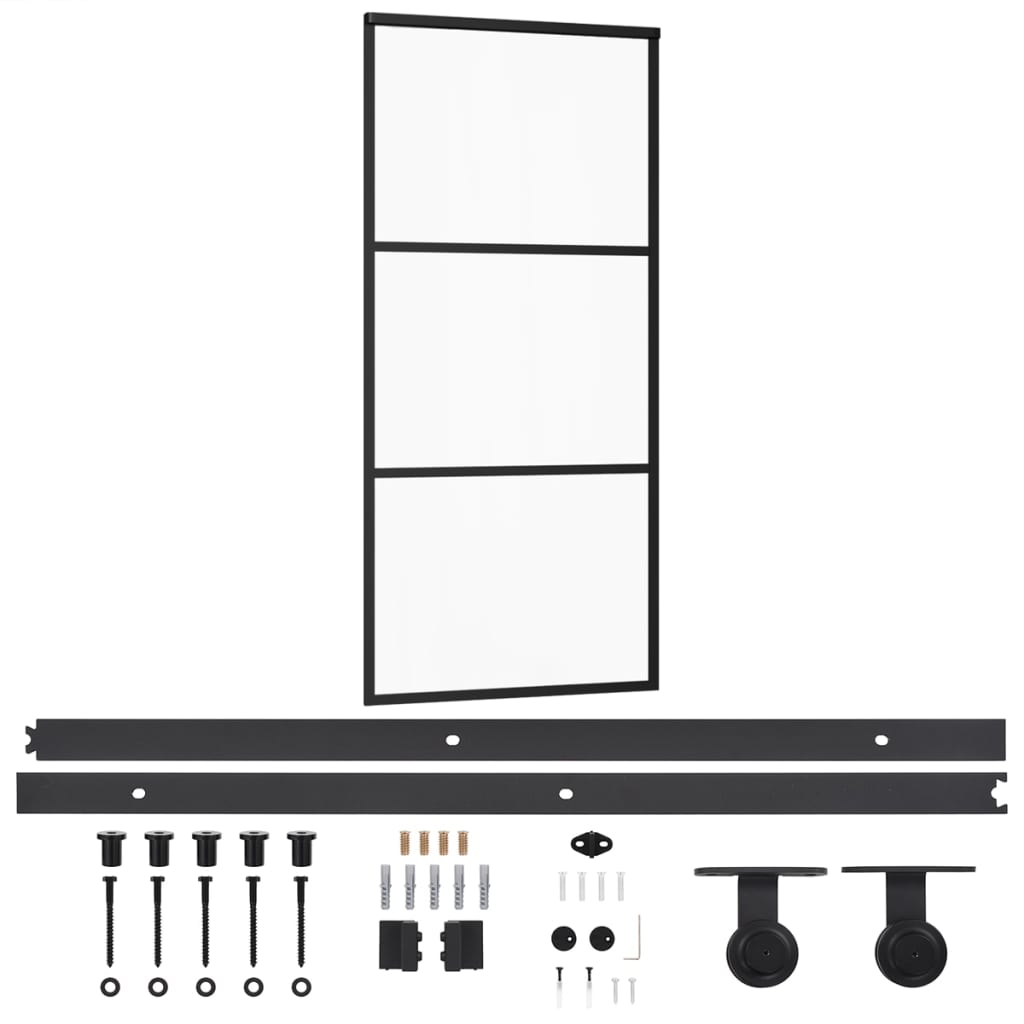 Skjutdörr med beslagset ESG glas och aluminium 90x205 cm