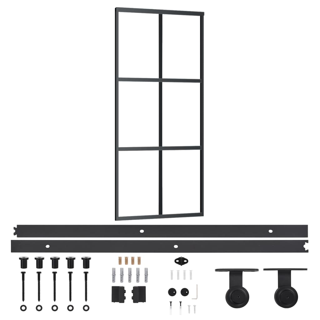 Skjutdörr med beslagset ESG glas och aluminium 90x205 cm