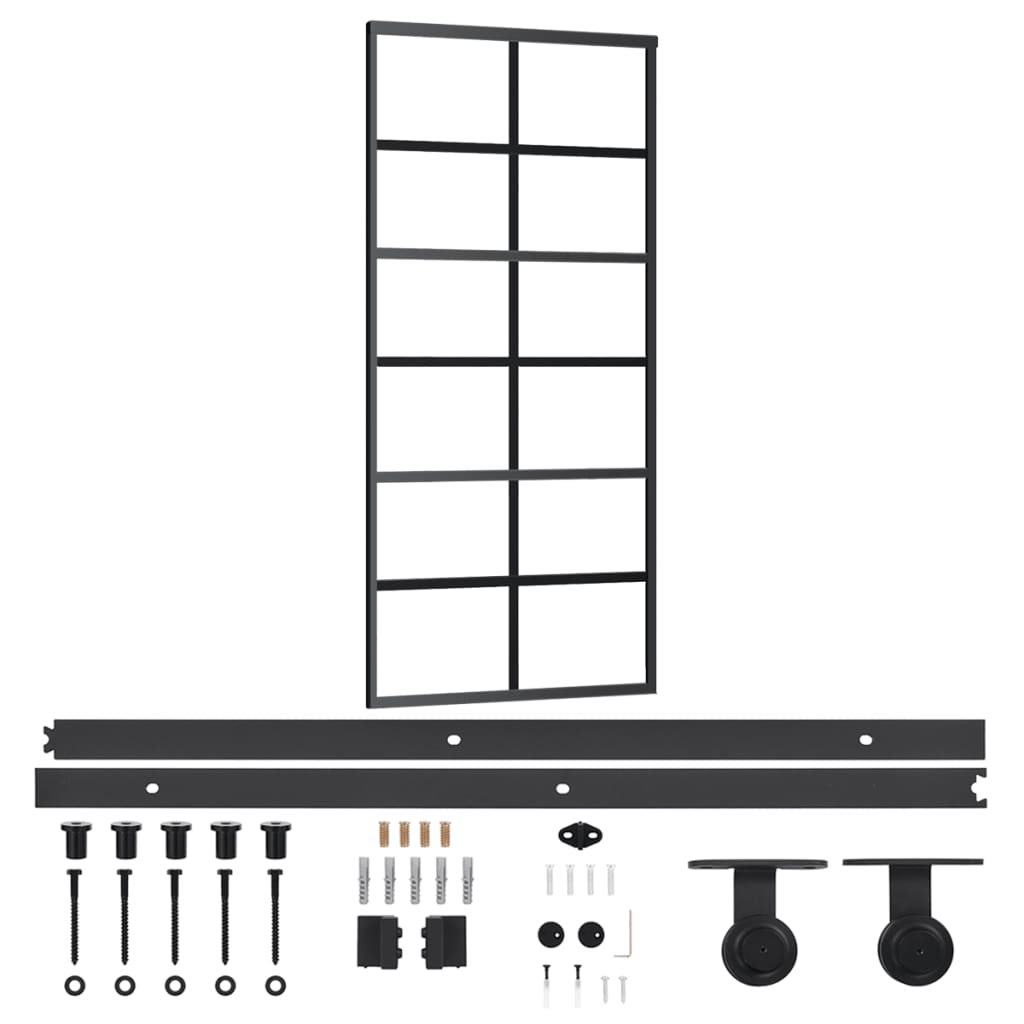 Skjutdörr med beslagset ESG glas och aluminium 90x205 cm