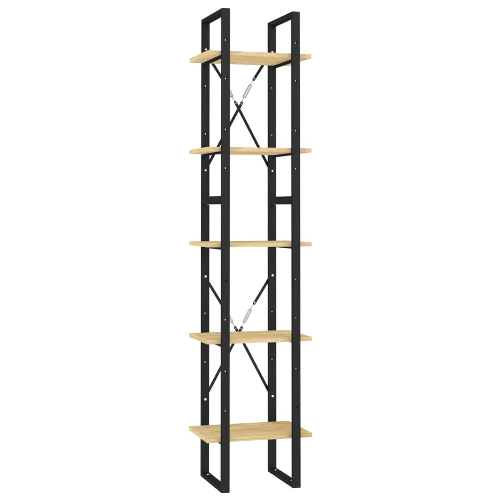 Bokhylla 5 hyllplan 40x30x175 cm massiv furu