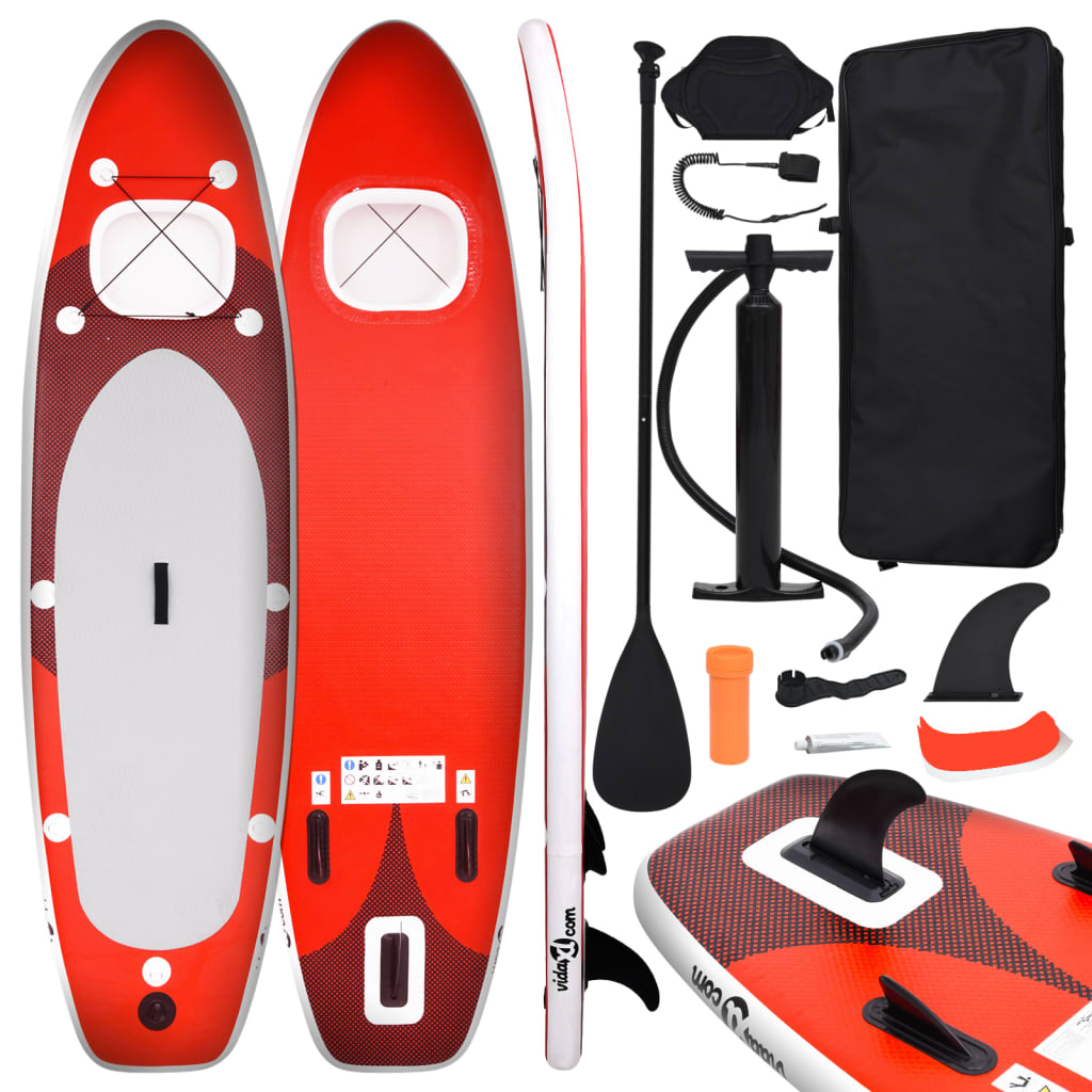 Upplåsbar SUP-bräda set röd 360x81x10 cm