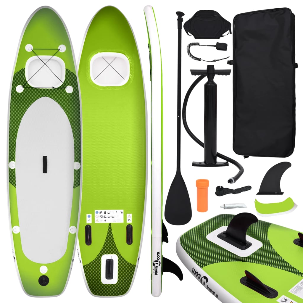 Upplåsbar SUP-bräda set grön 360x81x10 cm