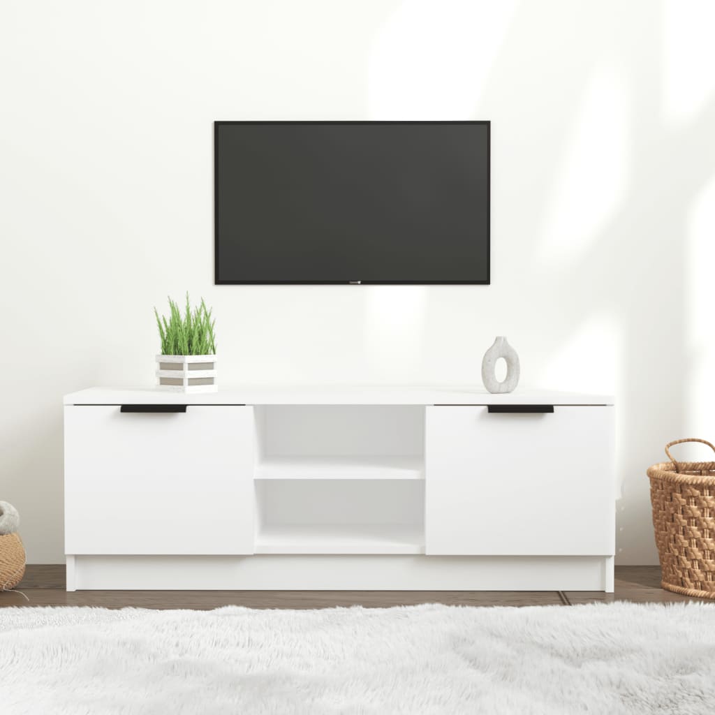 Tv-bänk vit 102x35x36,5 cm konstruerat trä