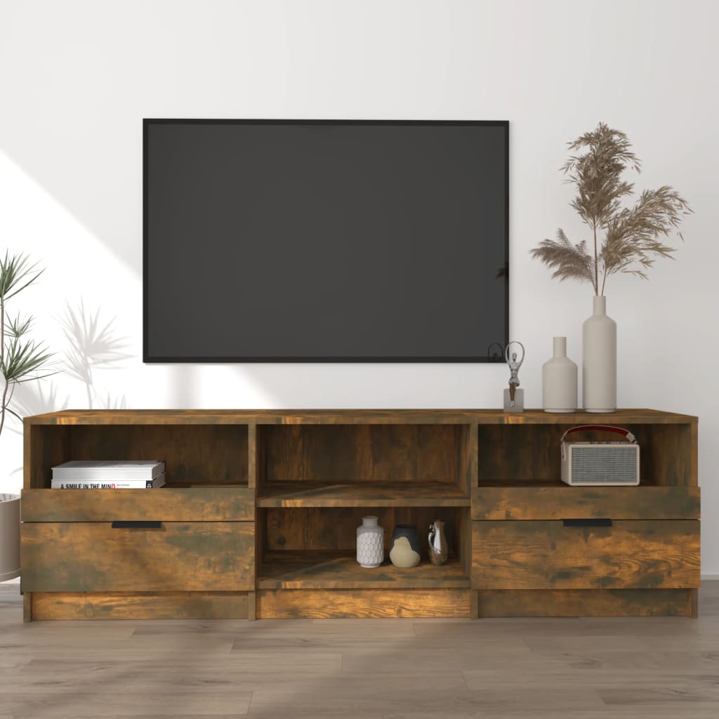 Tv-bänk rökfärgad ek 150x33,5x45 cm konstruerat trä