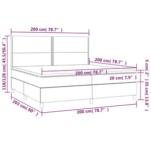 Ramsäng med madrass & LED taupe 200x200 cm tyg - njoyroom