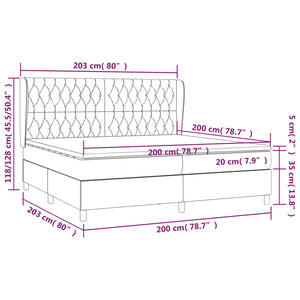 Ramsäng med madrass mörkbrun 200x200 cm tyg - njoyroom