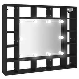 Spegelskåp med LED svart 91x15x76,5 cm - njoyroom