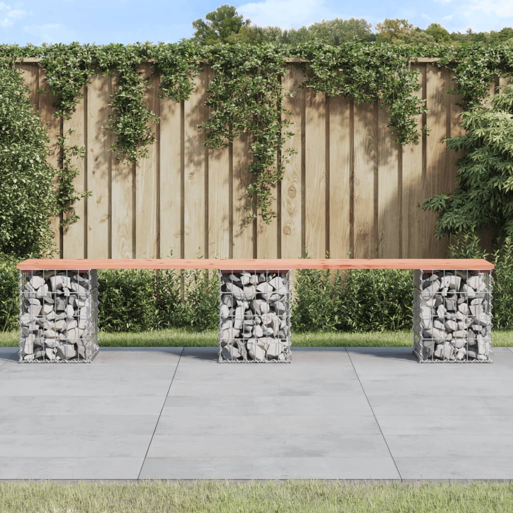 Trädgårdsbänk gabion-design 203x31x42 cm massivt douglasträ