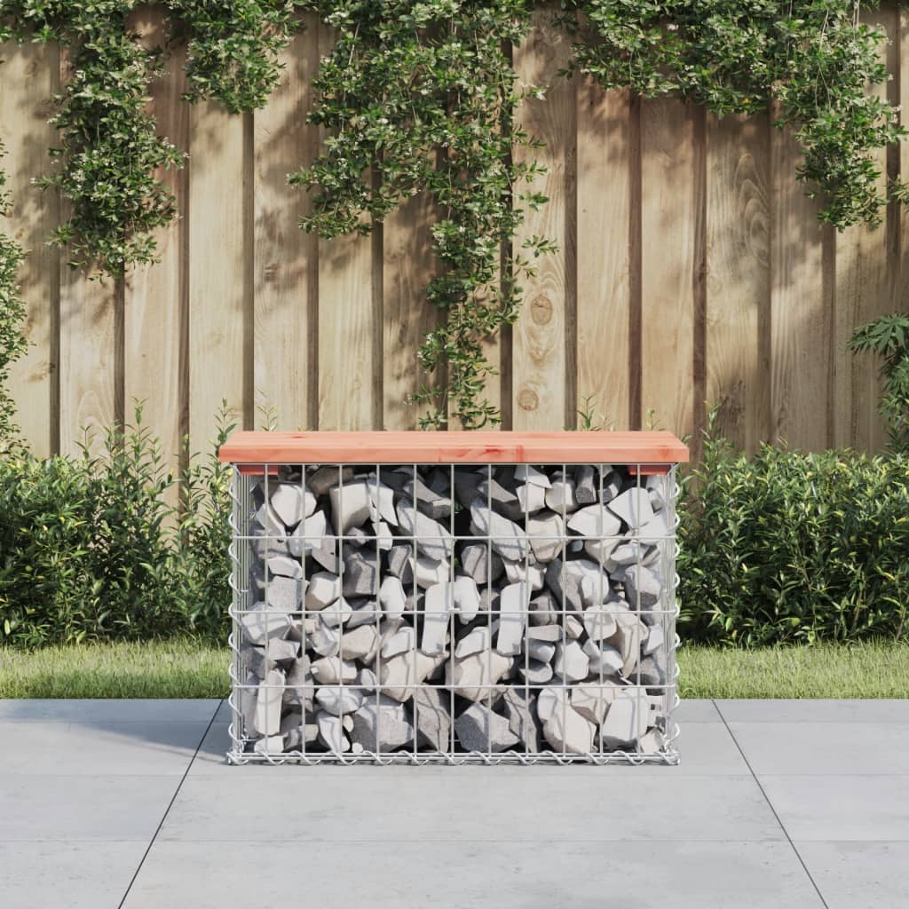 Trädgårdsbänk gabion-design 63x31,5x42 cm massivt douglasträ