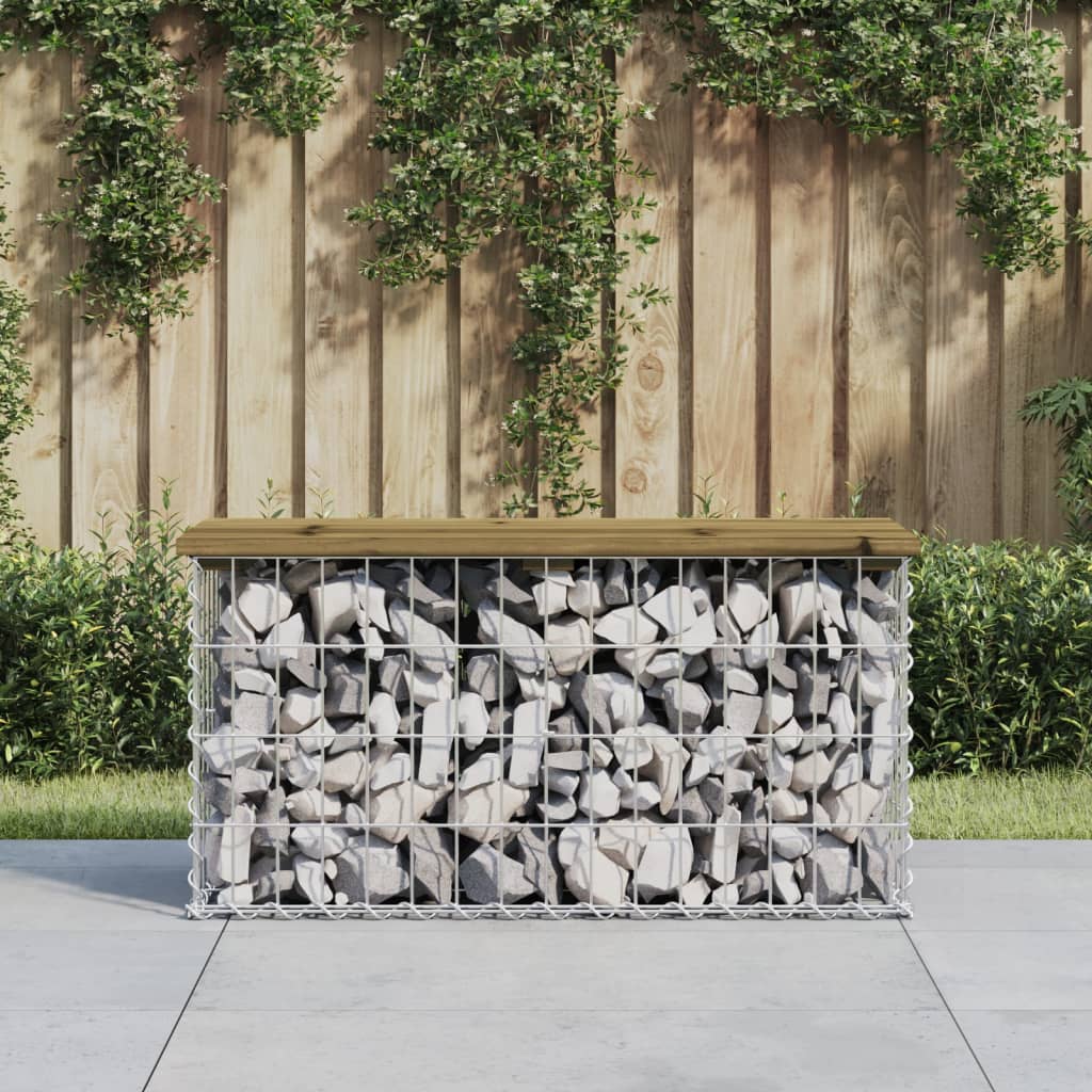 Trädgårdsbänk gabion-design 83x31,5x42 cm impregnerad furu