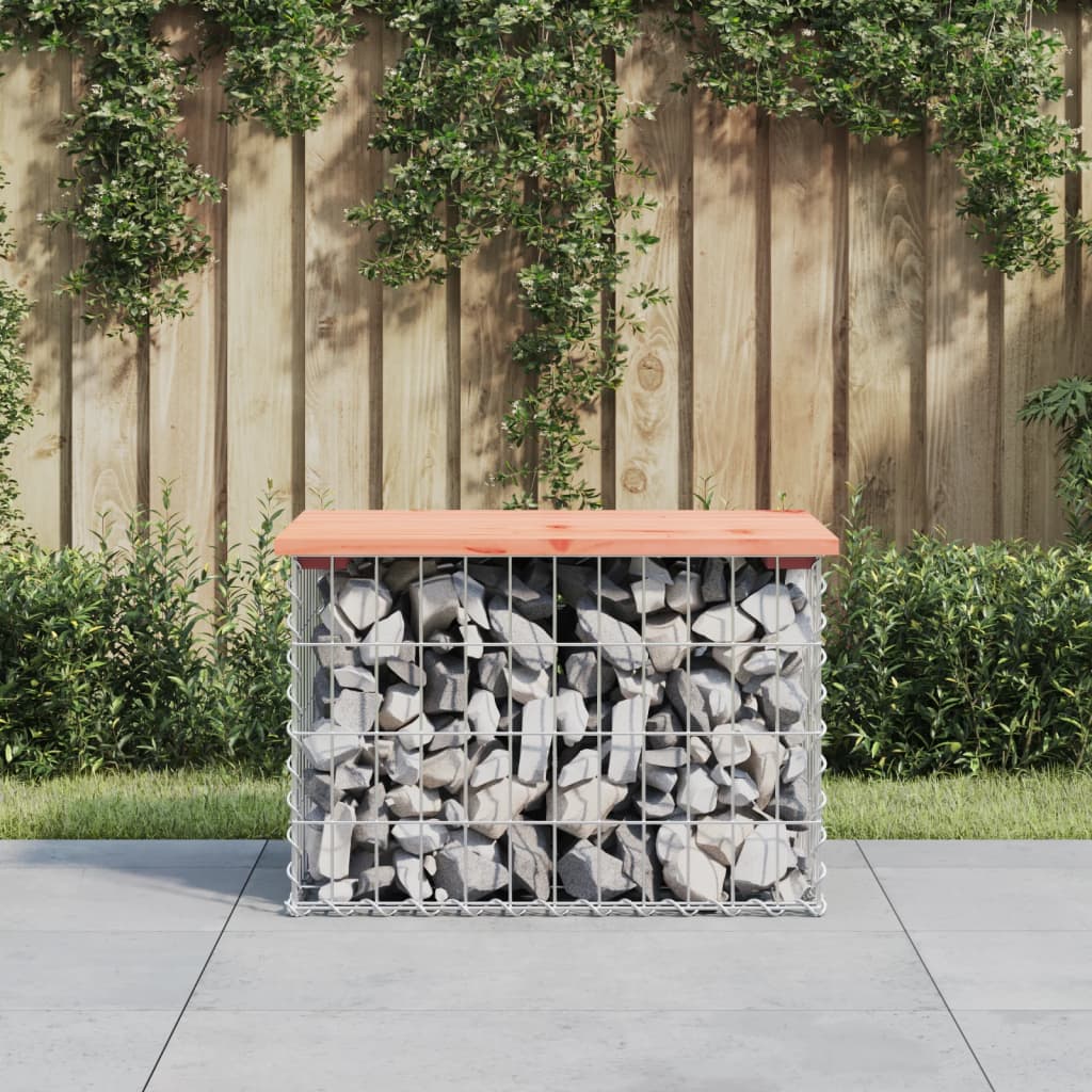 Trädgårdsbänk gabion-design 63x44x42 cm massivt douglasträ