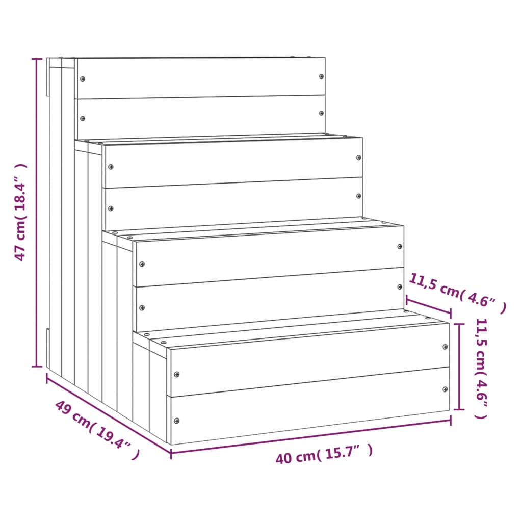 Husdjurstrappa Vit 40x49x47 cm massiv furu - njoyroom