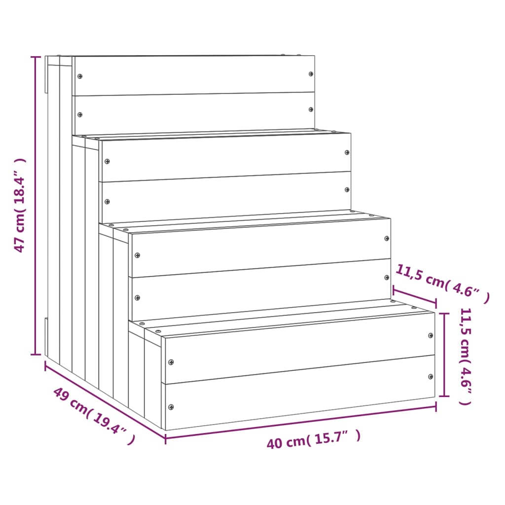 Husdjurstrappa Honungsbrun 40x49x47 cm massiv furu - njoyroom