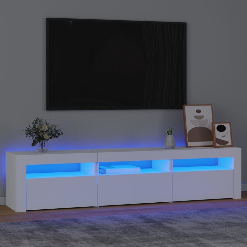 Tv-bänk med LED-belysning vit 180x35x40 cm