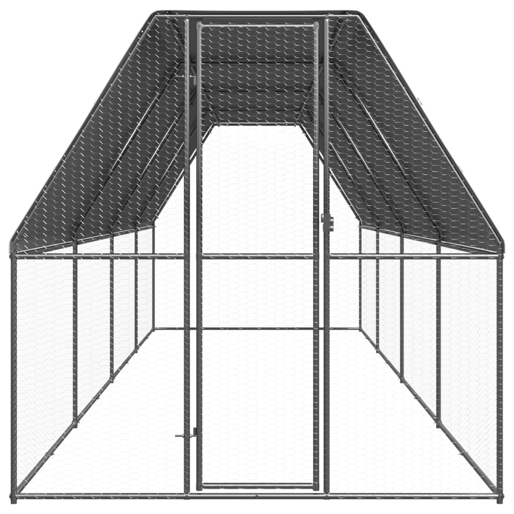 Hönsbur för utomhusbruk 2x8x2 m galvaniserat stål