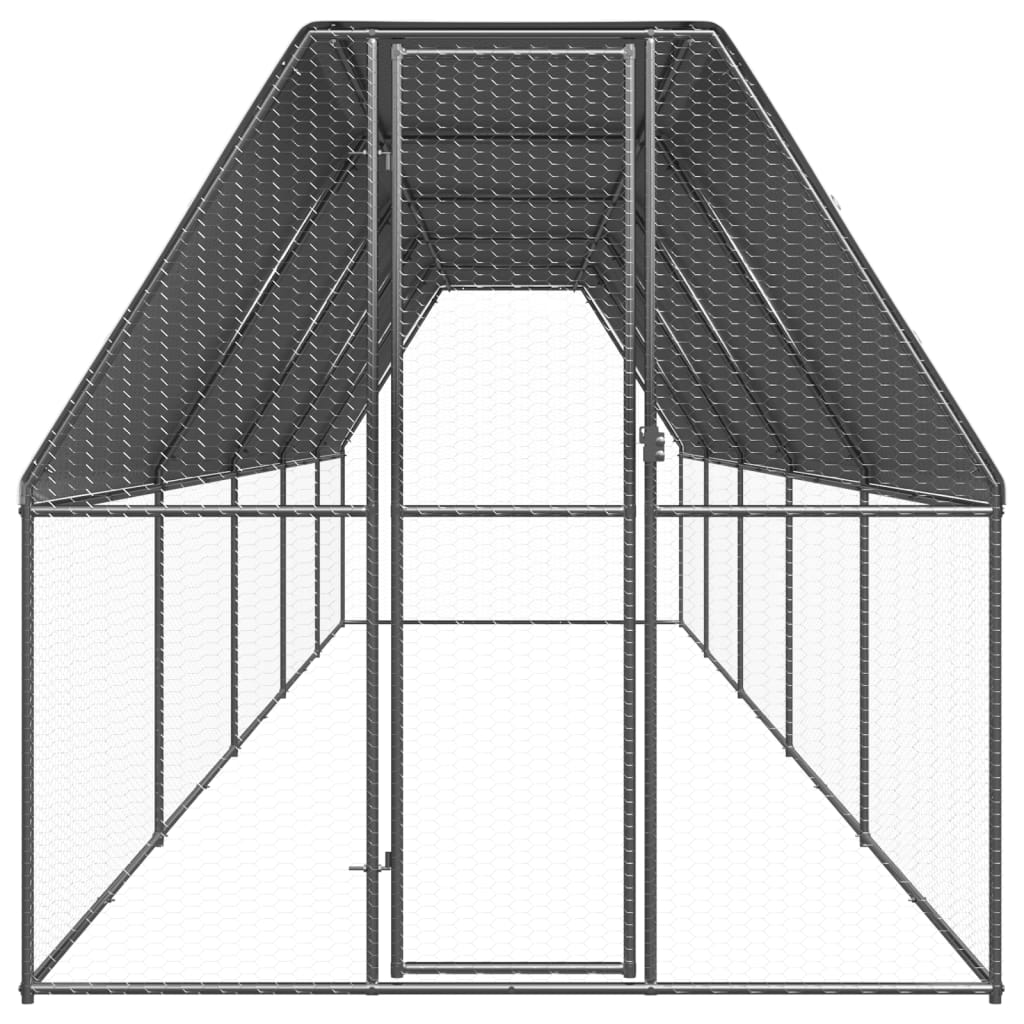 Hönsbur för utomhusbruk 2x10x2 m galvaniserat stål