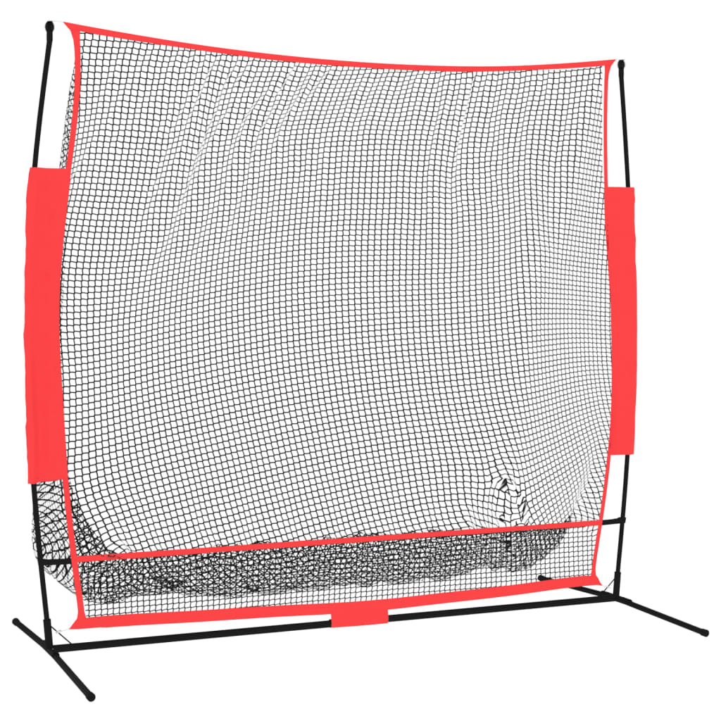 Portabelt baseballnät svart och röd 215x107x216 cm polyester