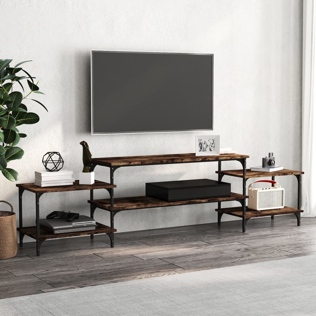 Tv-bänk rökfärgad ek 197x35x52 cm konstruerat trä