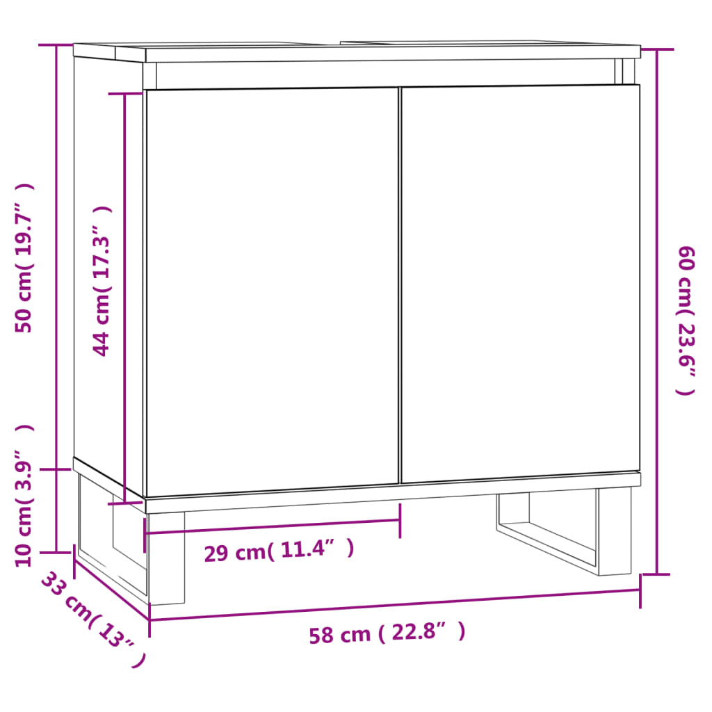 Badrumsskåp vit 58x33x60 cm konstruerat trä - njoyroom