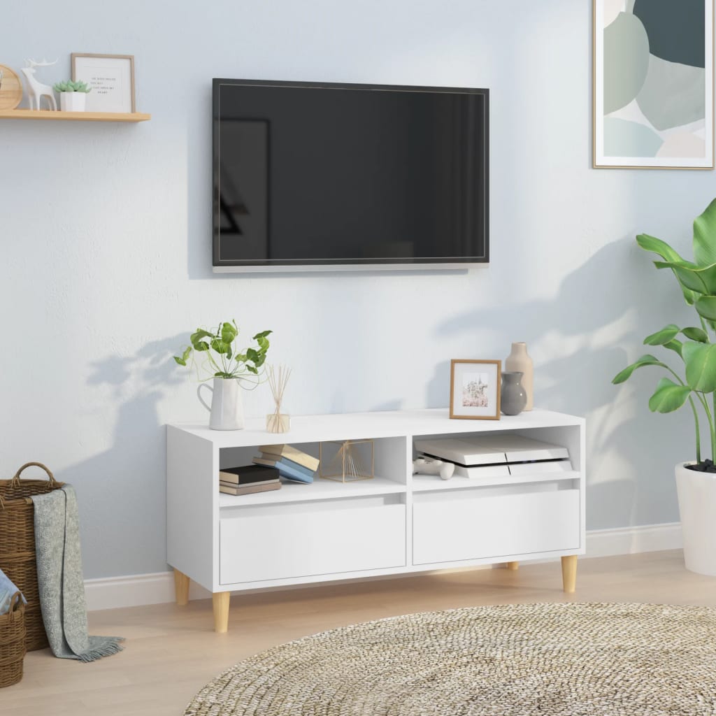 Tv-bänk vit 100x34,5x44,5 cm konstruerat trä