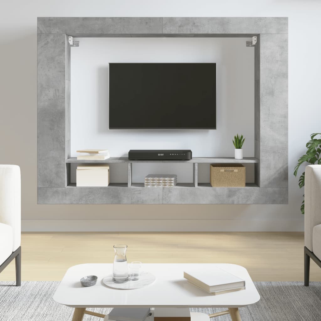 Tv-hylla betonggrå 152x22x113 cm konstruerat trä