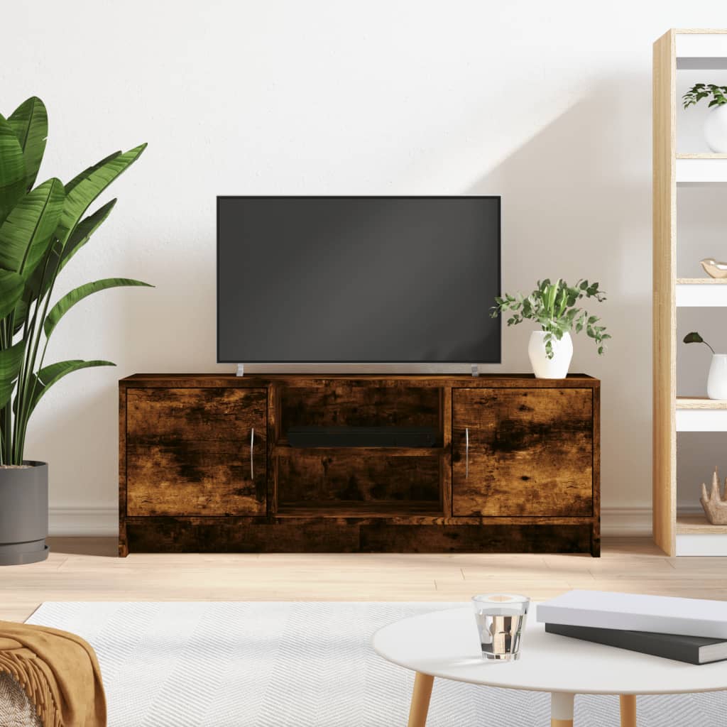 Tv-bänk rökfärgad ek 102x30x37,5 cm konstruerat trä