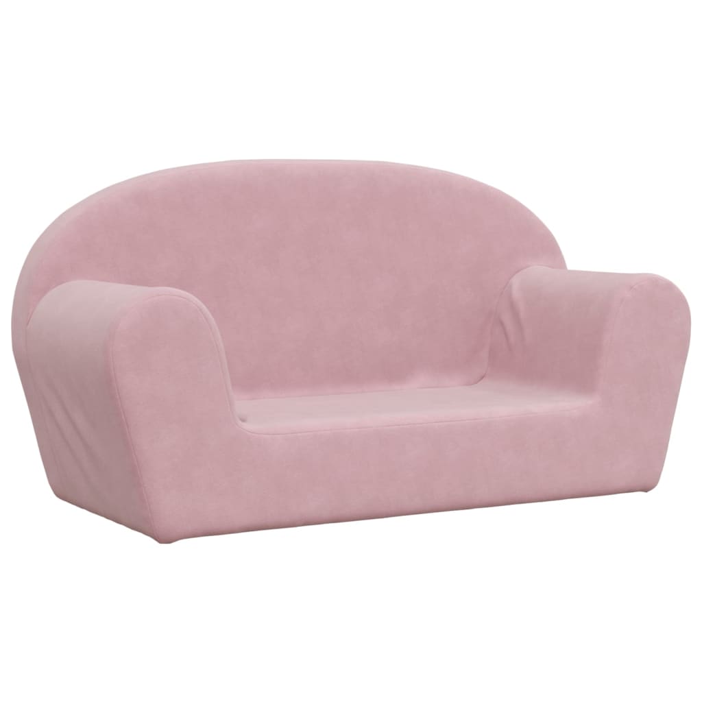 Barnsoffa 2-sits rosa mjuk plysch