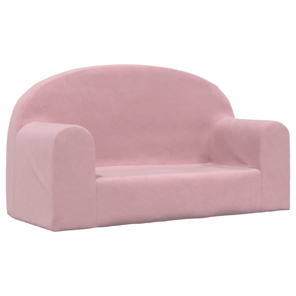 Barnsoffa 2-sits rosa mjuk plysch