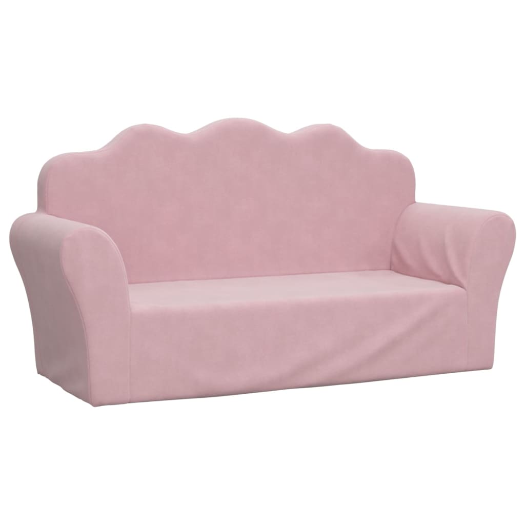 Barnsoffa 2-sits rosa mjuk plysch