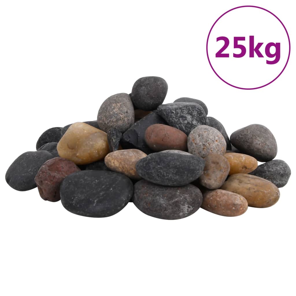 Polerad småsten 25 kg blandade färger 5-8 cm