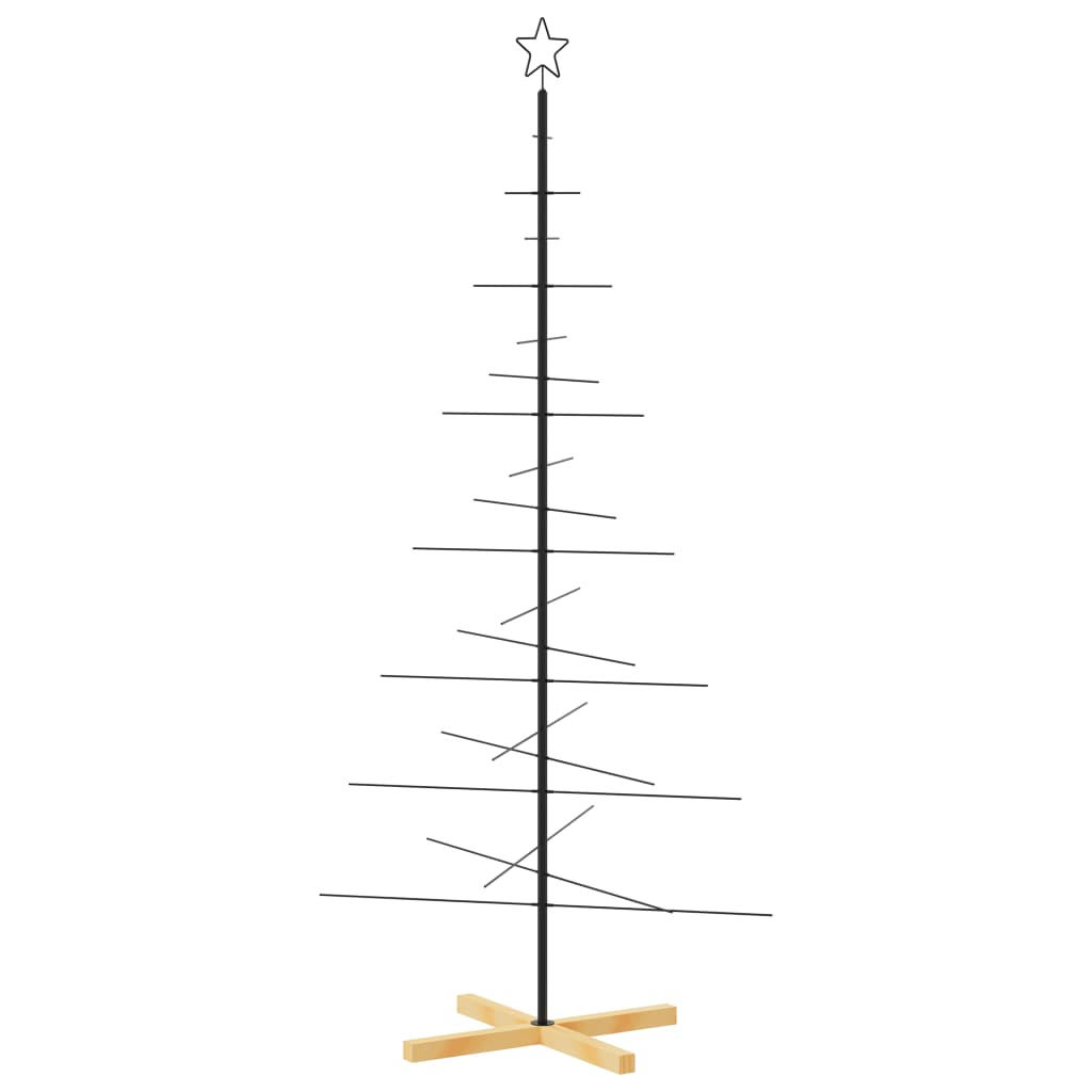 Julgran i metall med träfot svart 180 cm