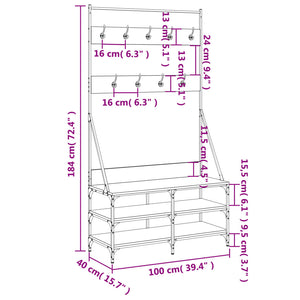 Klädställning med skoförvaring svart 100x40x184 cm - njoyroom