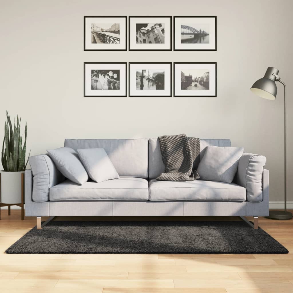 Ryamatta PAMPLONA lång lugg modern antracit 80x150 cm