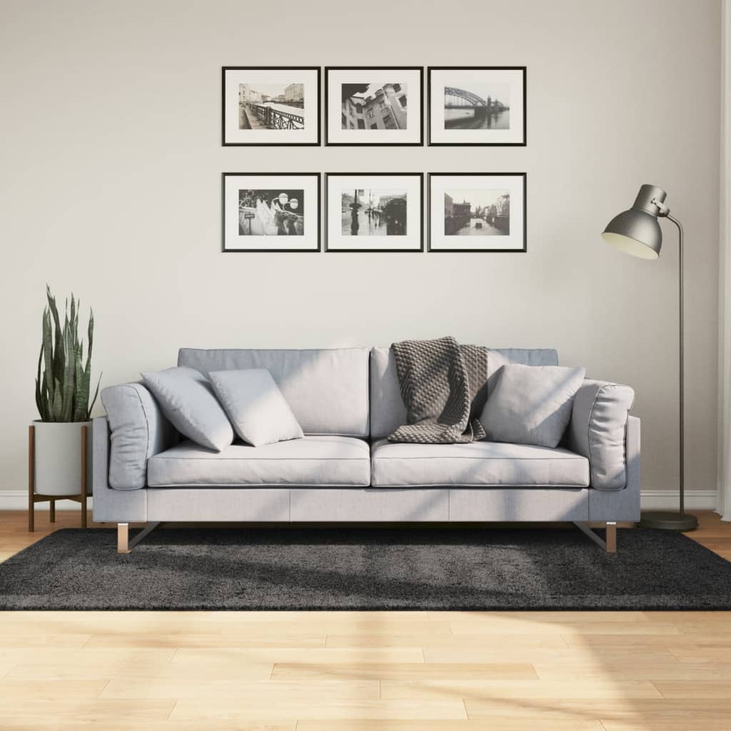 Ryamatta PAMPLONA lång lugg modern antracit 100x200 cm