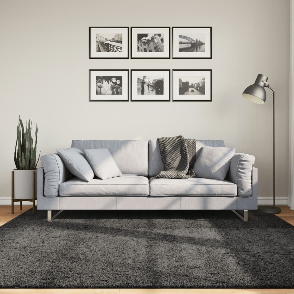 Ryamatta PAMPLONA lång lugg modern antracit 200x200 cm