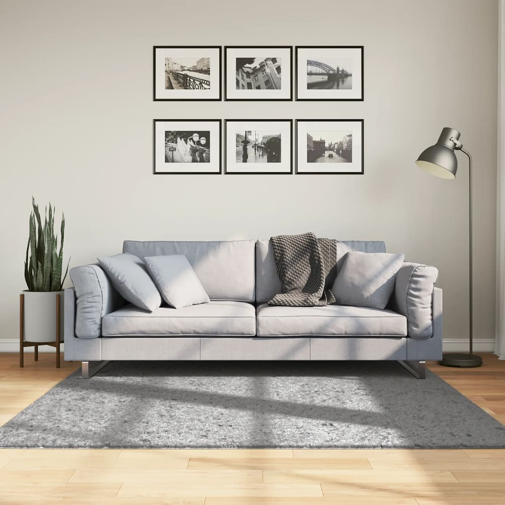 Ryamatta PAMPLONA lång lugg modern grå 160x160 cm