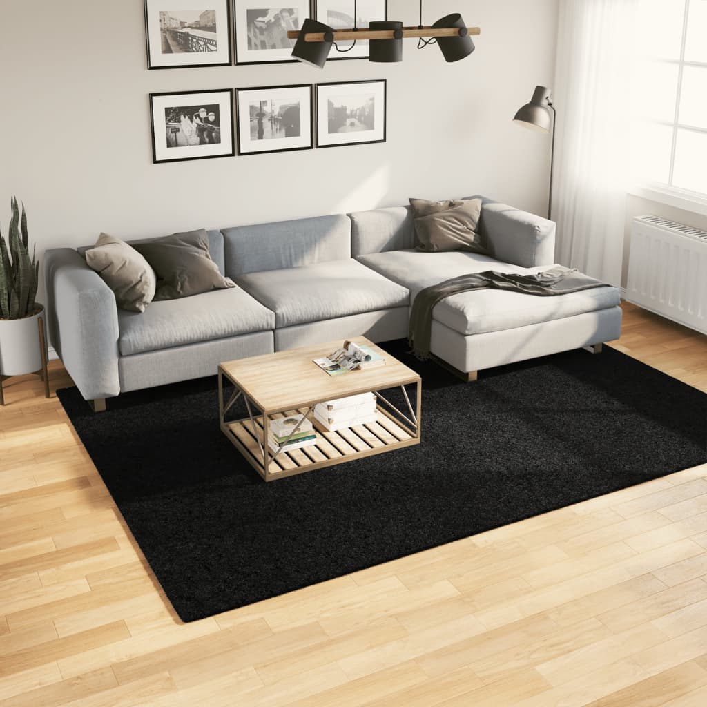 Ryamatta PAMPLONA lång lugg modern svart 200x280 cm