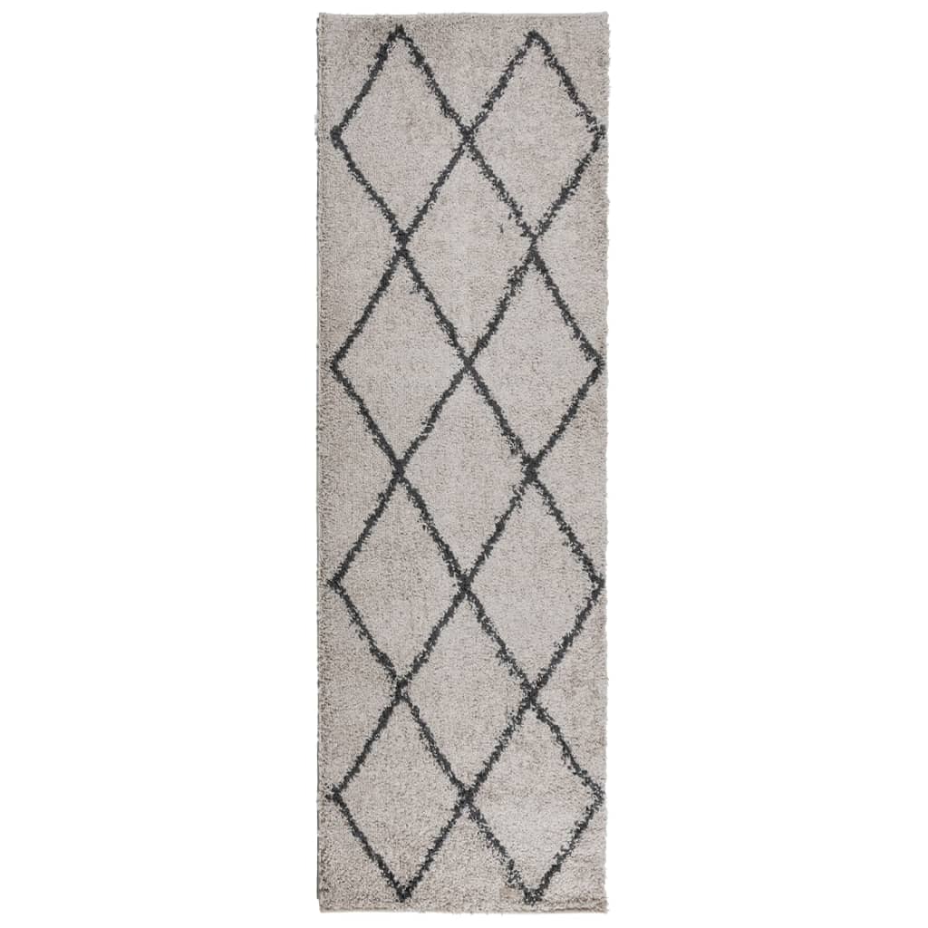 Ryamatta PAMPLONA lång lugg modern beige & antracit 80x250 cm