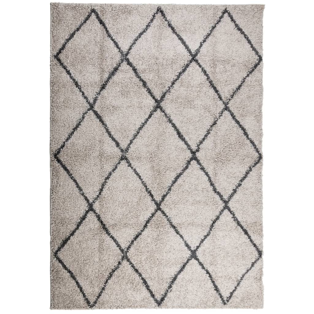 Ryamatta PAMPLONA lång lugg modern beige & antracit 140x200 cm