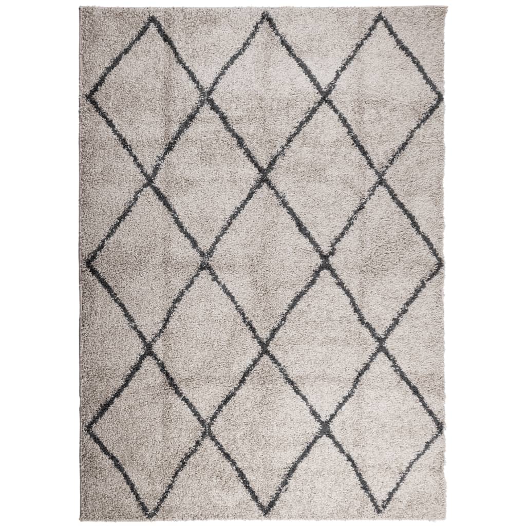 Ryamatta PAMPLONA lång lugg modern beige & antracit 200x280 cm