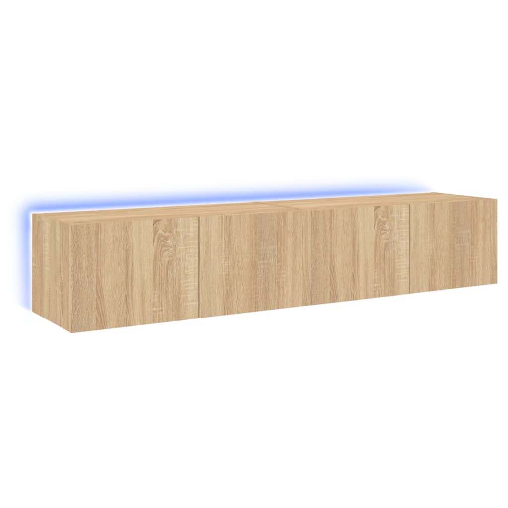 Väggmonterad tv-bänk LED 2 st sonoma-ek 80x35x31 cm