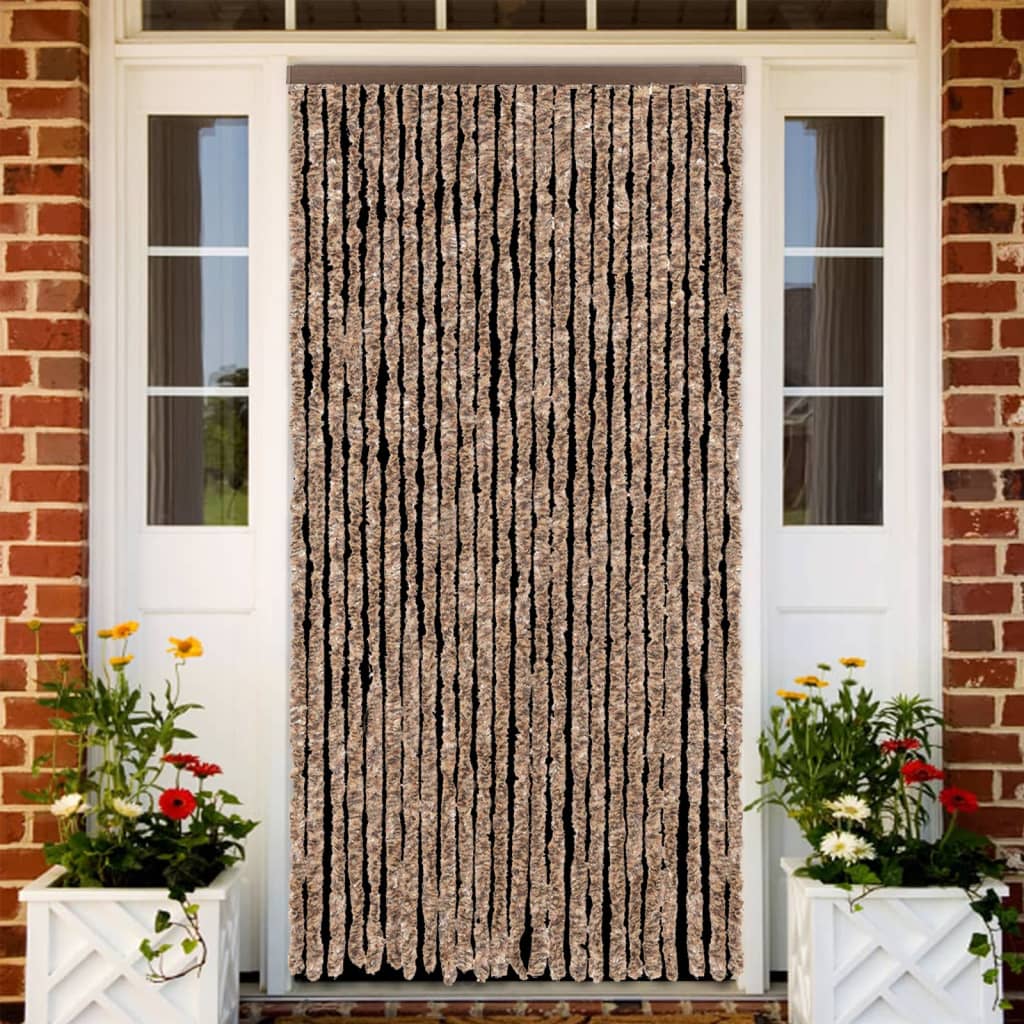 Insektsgardin beige och mörkbrun 100x230 cm chenille