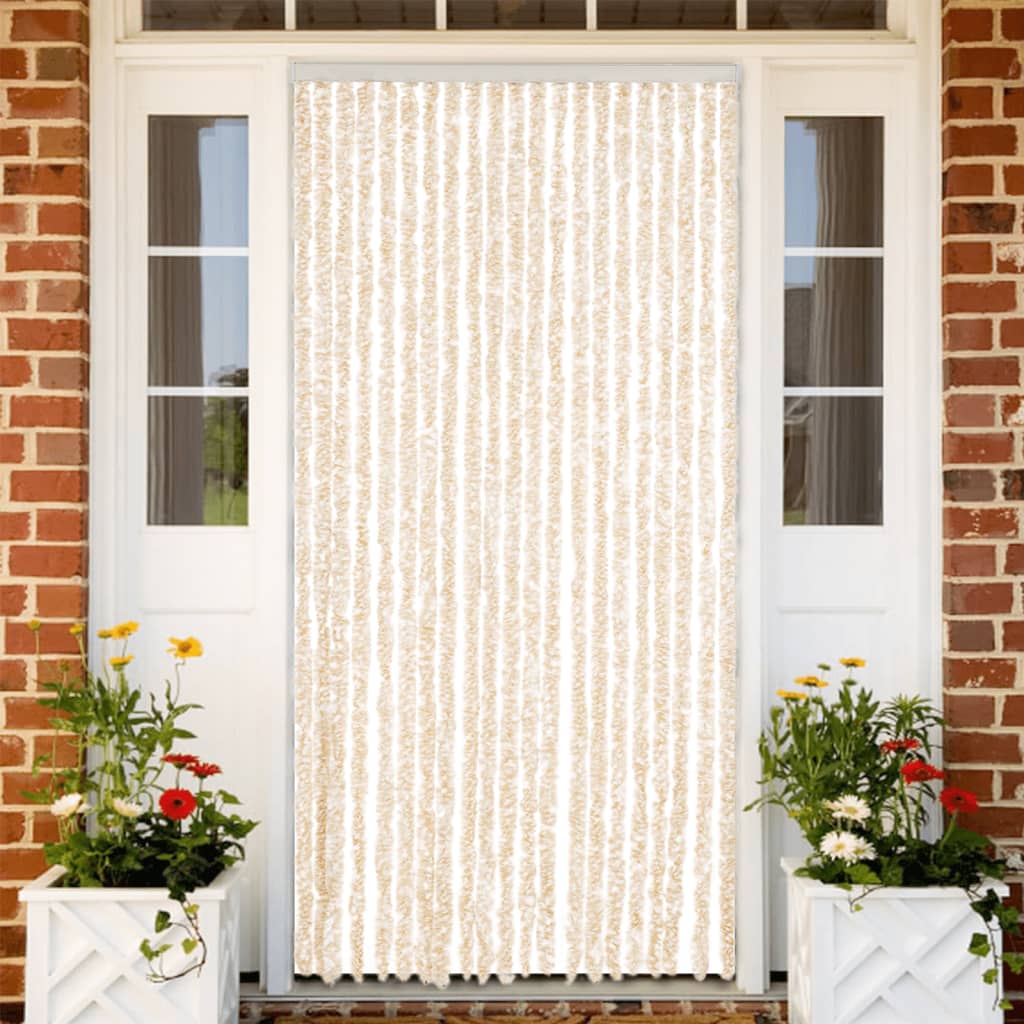 Insektsgardin beige och vit 90x200 cm chenille