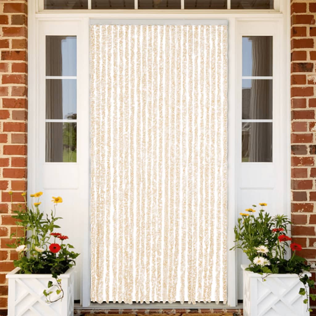 Insektsgardin beige och vit 100x220 cm chenille