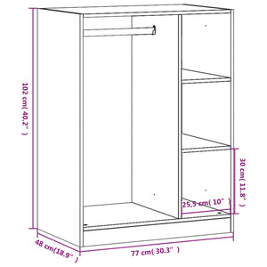 Garderob svart 77x48x102 cm konstruerat trä - njoyroom