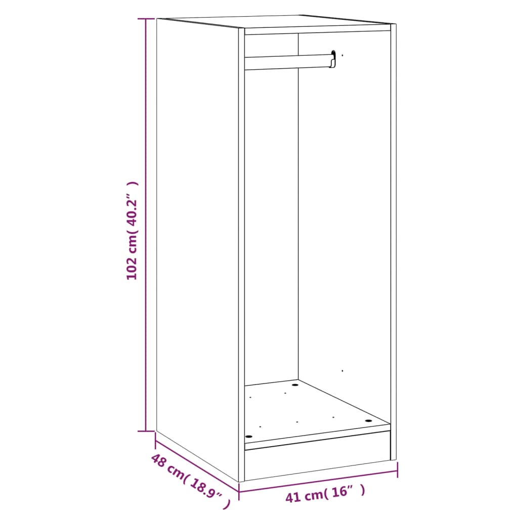 Garderob betonggrå 48x41x102 cm konstruerat trä - njoyroom