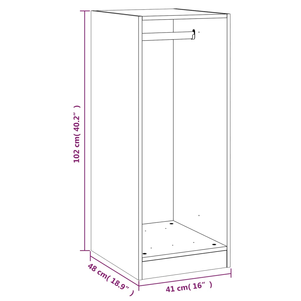 Garderob rökfärgad ek 48x41x102 cm konstruerat trä - njoyroom