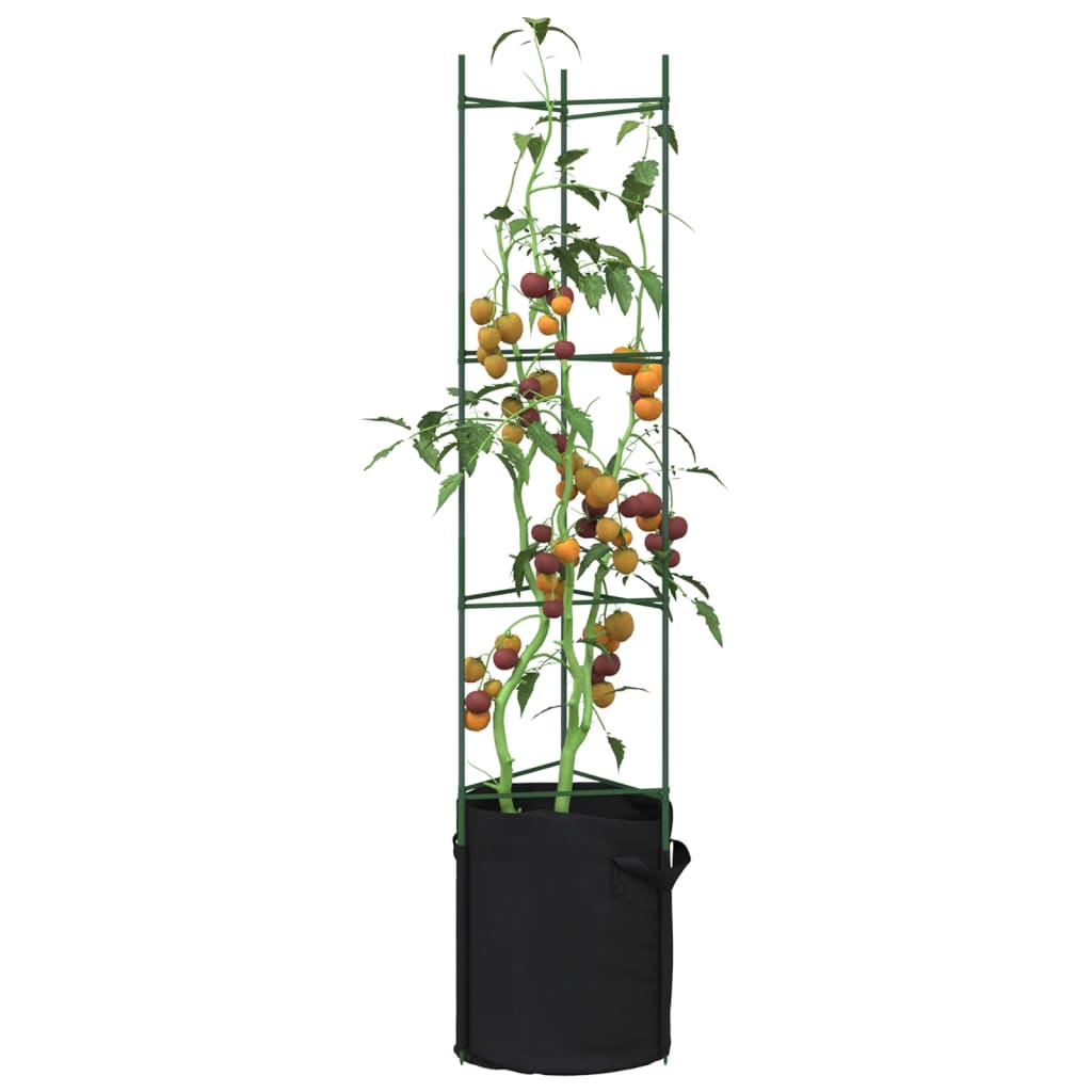 Tomatburar med växtpåsar 4 st 154 cm stål och PP