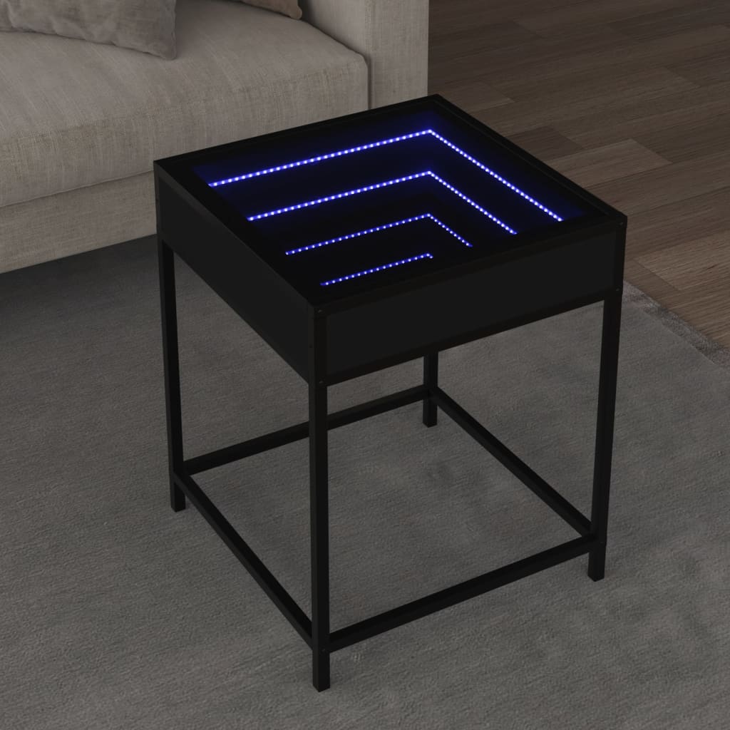 Soffbord med Infinity LEDs svart 40x40x51 cm