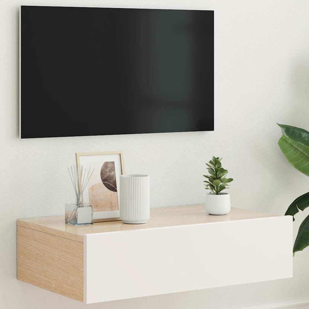 Tv-bänk med LED-belysning vit 60x35x15,5 cm